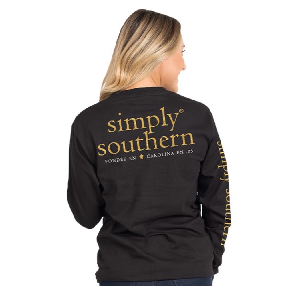 Simply Southern Black and Gold Long Sleeve Tee